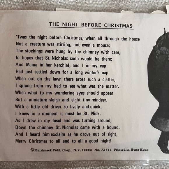 NEW Old Stock Night Before Christmas Vintage Standing CutOut Figures & Storybook - Picture 6 of 9